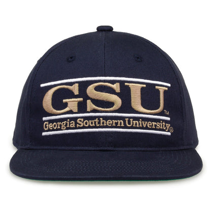 Georgia Southern Retro Bar snapback hat in navy, front view