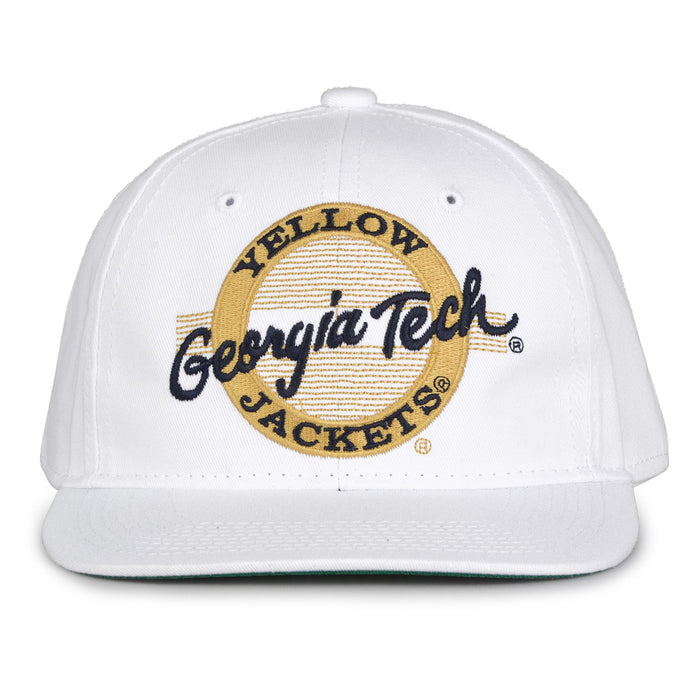 Georgia Tech Yellow Jackets Retro Circle Snapback - White, front view