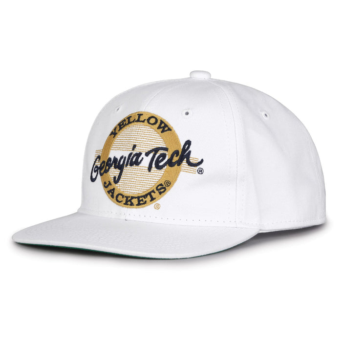 Georgia Tech Yellow Jackets Retro Circle Snapback - White, alternate view 1