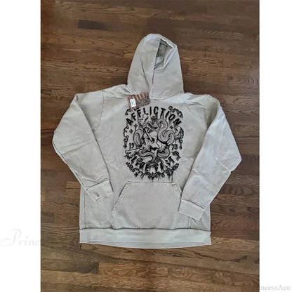 Gothic Letter Print Fall Hoodie white 1 / S