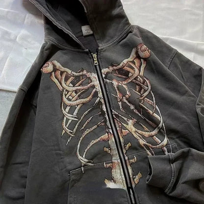 Gothic Long Sleeve Zipper Hoodie