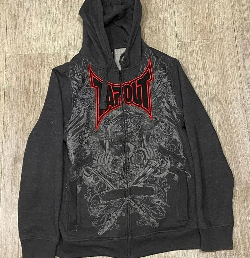 Gothic Long Sleeve Zipper Hoodie black 2 / M