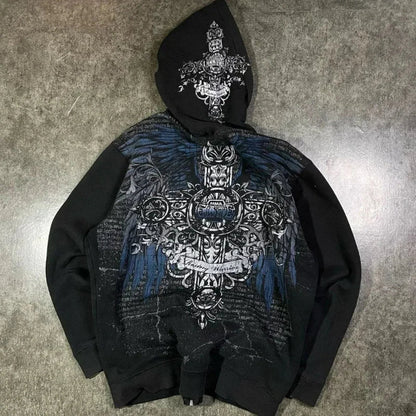 Gothic Long Sleeve Zipper Hoodie black 4 / M