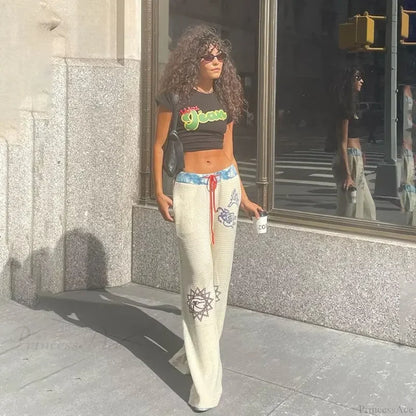 Gothic Print Y2K Women Grunge Pants