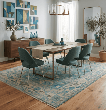 Green, Beige and Blue Hand knotted Traditional Oushak Multi Size Wool Area Rug - The Rug Decor