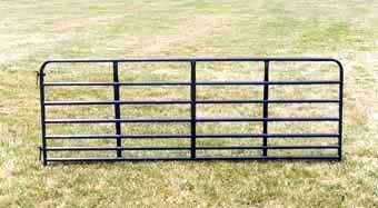 Green Tube Gate, 20 ft x 50 in, 1-3/4 in — 7-Bar with Hinges & Chain Latch