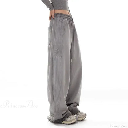 Grey Stripe Motion Casual Pants