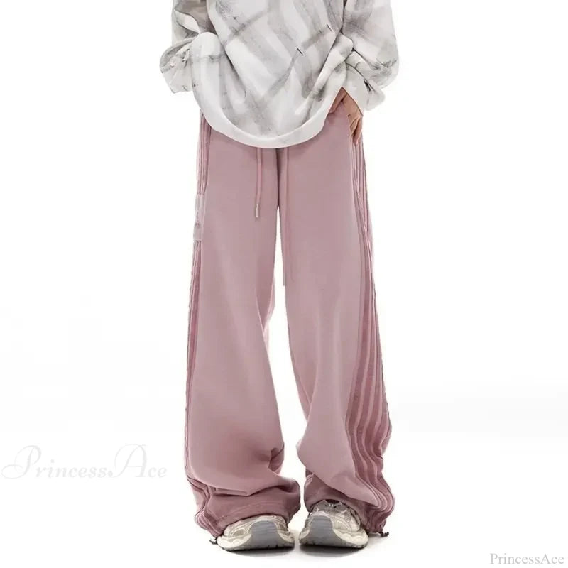 Grey Stripe Motion Casual Pants