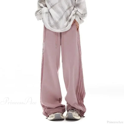 Grey Stripe Motion Casual Pants