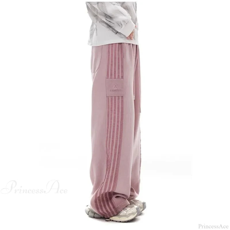 Grey Stripe Motion Casual Pants