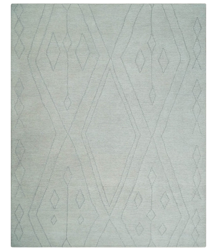 Hand Tufted Ivory Traditional Geometrical Moroccan Design Custom Made Rug - The Rug Decor