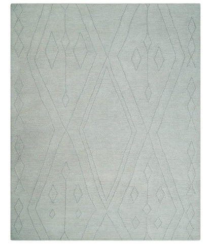 Hand Tufted Ivory Traditional Geometrical Moroccan Design Custom Made Rug - The Rug Decor