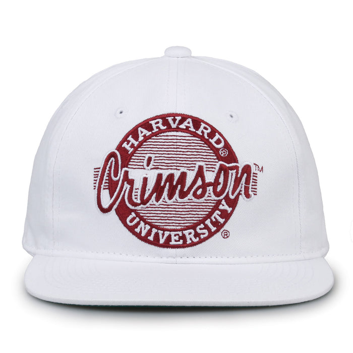 Harvard Retro Circle snapback hat in white, front view