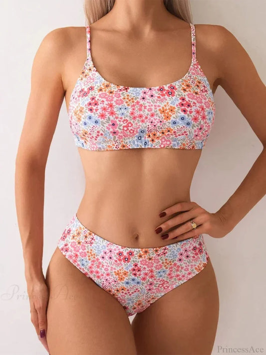 High Neck Brazilian Set Two Piece Set PinkOrange / S