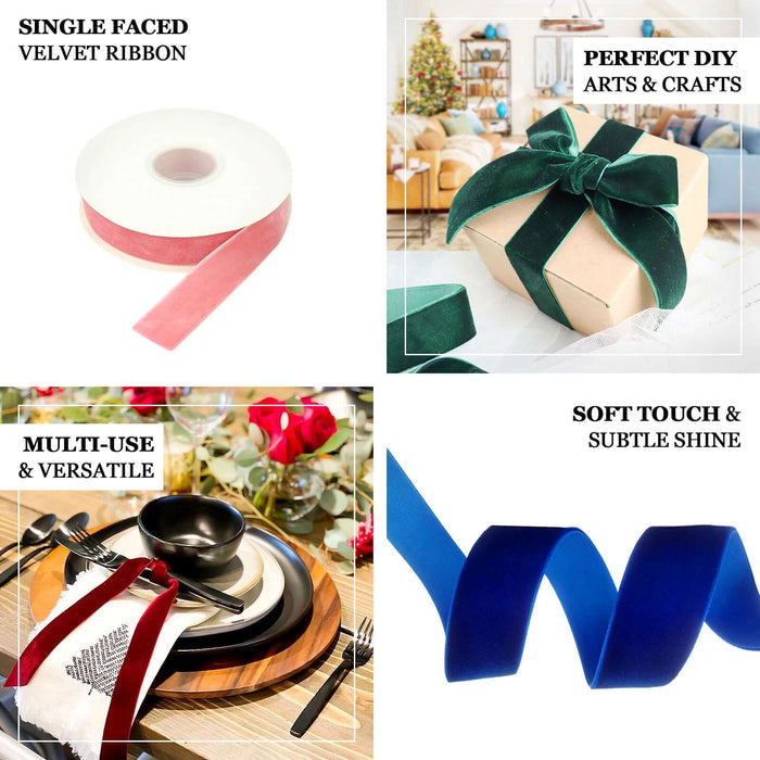 Velvet ribbon for arts and crafts, versatile use, soft touch, and subtle shine.