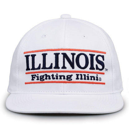 Illinois Retro Bar snapback hat in white, front view