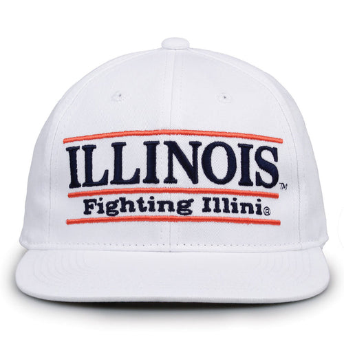 Illinois Retro Bar snapback hat in white, front view