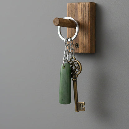 Jade Keychain Green Canadian Nephrite Gemstone Key Fob