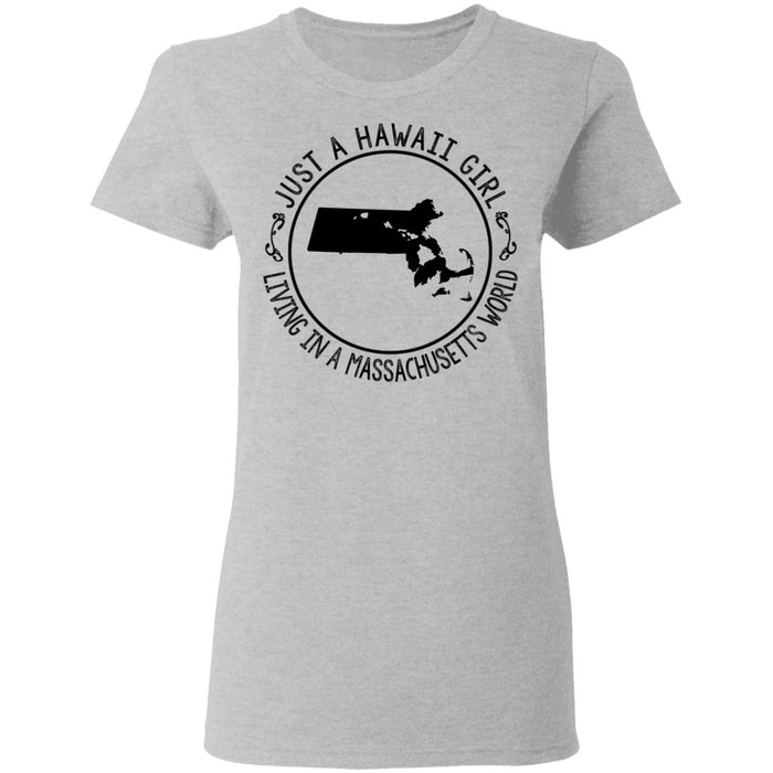 Just A Hawaii Girl Living In A Massachusetts World Hoodie - Hoodie Teezalo