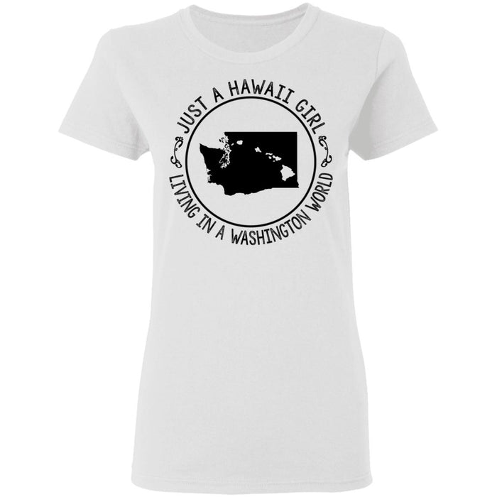Just A Hawaii Girl Living In A Washington World Hoodie - Hoodie Teezalo