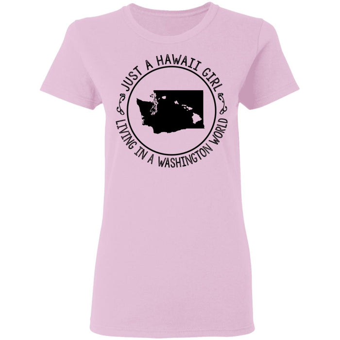 Just A Hawaii Girl Living In A Washington World Hoodie - Hoodie Teezalo