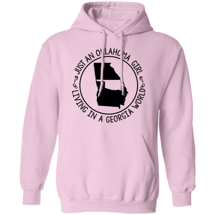 Just An Oklahoma Girl Living In Georgia World T Shirt - T-shirt Teezalo