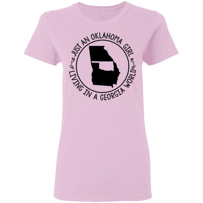 Just An Oklahoma Girl Living In Georgia World T Shirt - T-shirt Teezalo