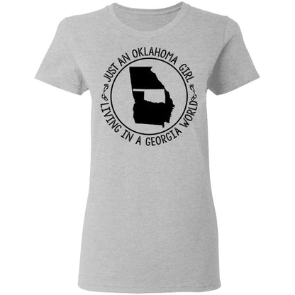 Just An Oklahoma Girl Living In Georgia World T Shirt - T-shirt Teezalo