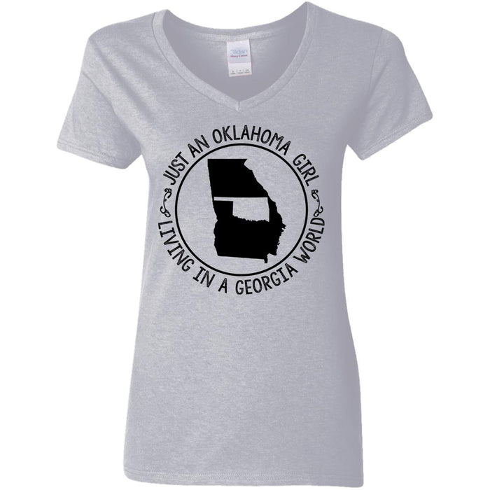 Just An Oklahoma Girl Living In Georgia World T Shirt - T-shirt Teezalo