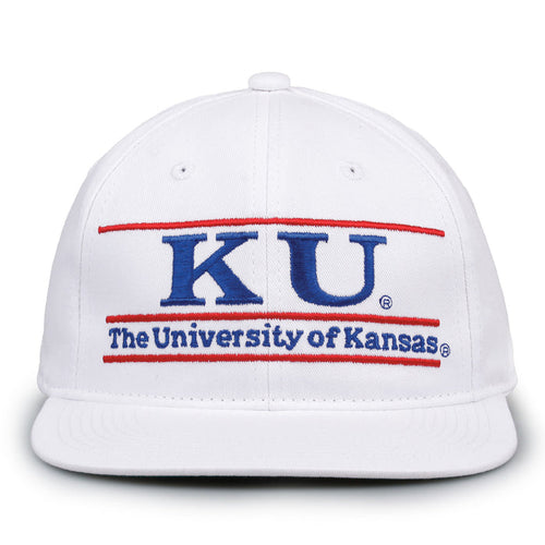 Kansas Retro Bar snapback hat in white, front view