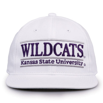 Kansas State Retro Bar snapback hat in white, front view