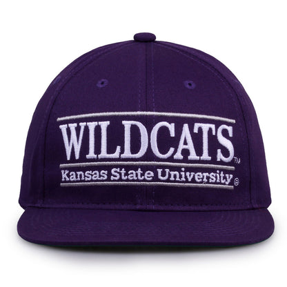 Kansas State Retro Bar snapback hat in purple, front view