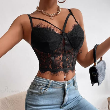 Lace Perspective Spice Girls Halter Corset Top Black / S croptop-250126
