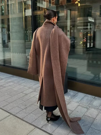 Long Scarf Wool Blends Coat