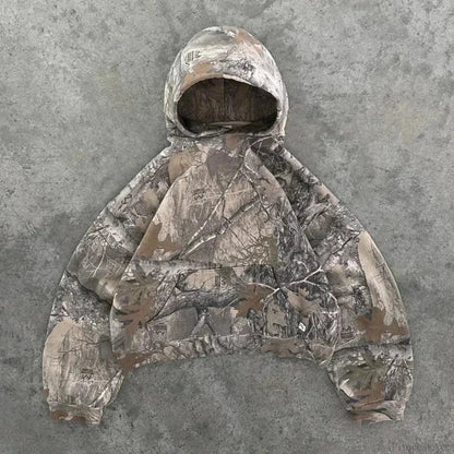 Maple Leaf Graphic Pullover Hoodie Brown / S