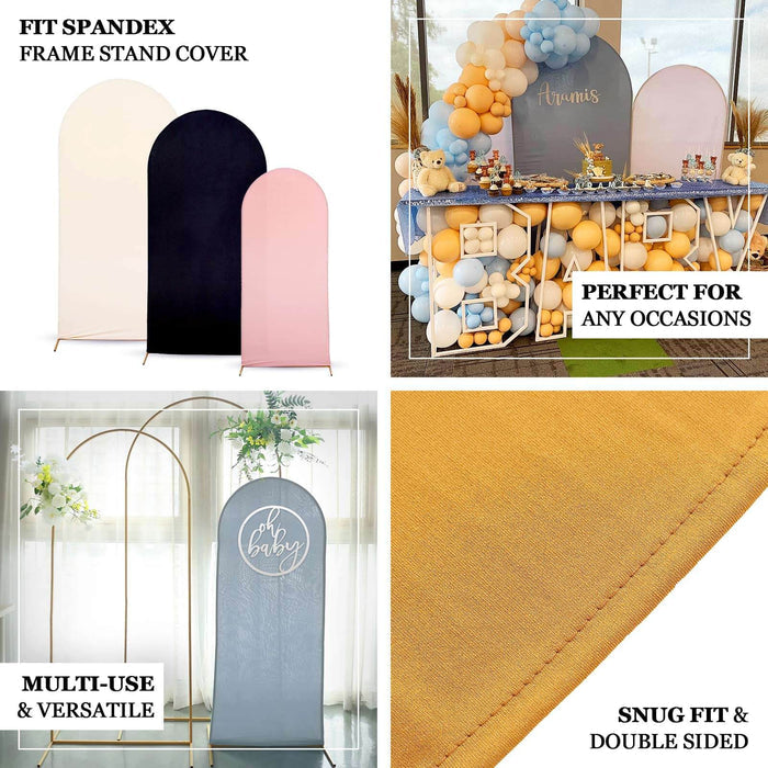 Versatile spandex frame stand covers in various colors for events and occasions.