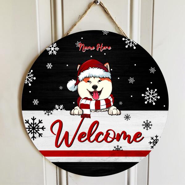 Merry Christmas - Black Background - Custom Quote - Personalized Dog Christmas Door Sign