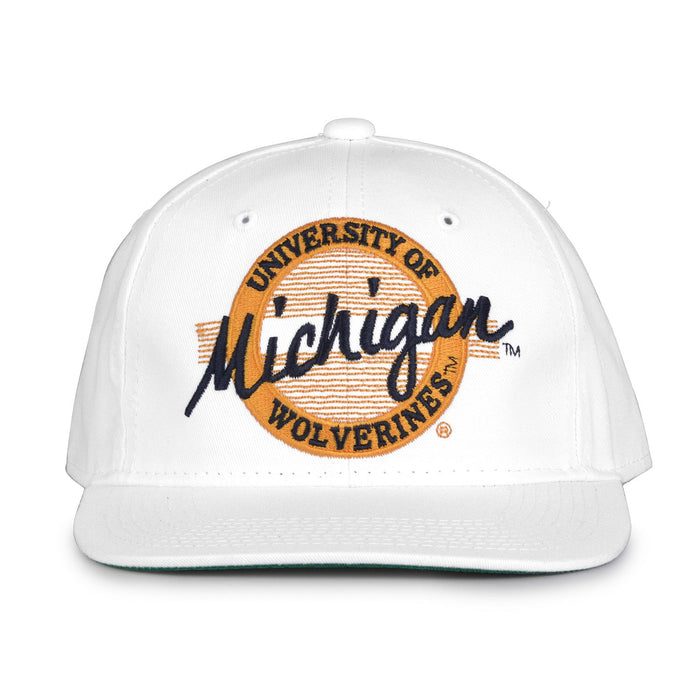 Retro Circle Snapback - White