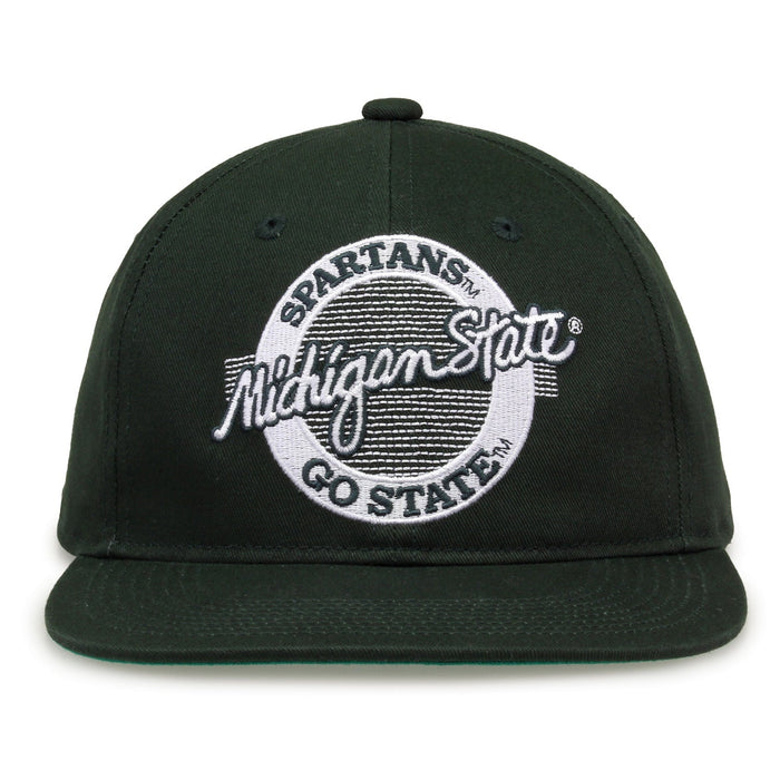 Michigan State Spartans Retro Circle Snapback - Dark Green, front view
