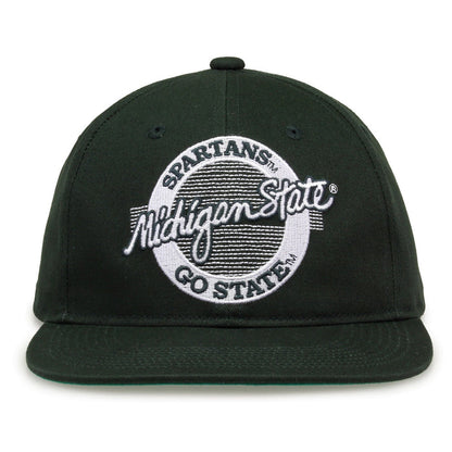 Michigan State Spartans Retro Circle Snapback - Dark Green, front view
