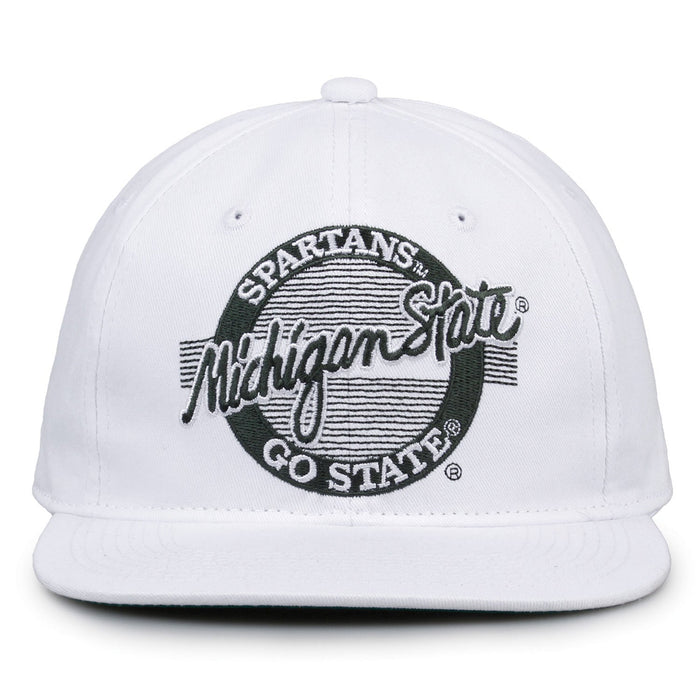 Michigan State Spartans Retro Circle Snapback - White, front view