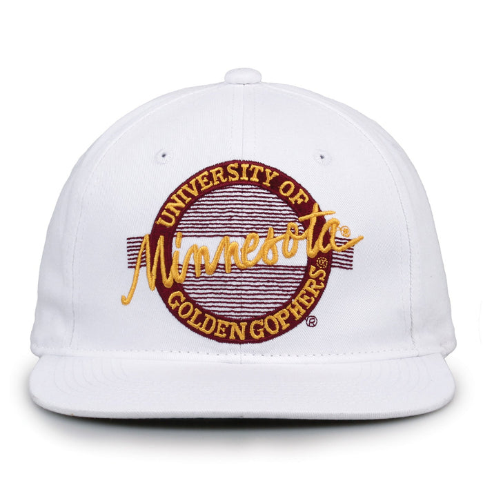 Minnesota Golden Gophers Retro Circle Snapback - White, front view