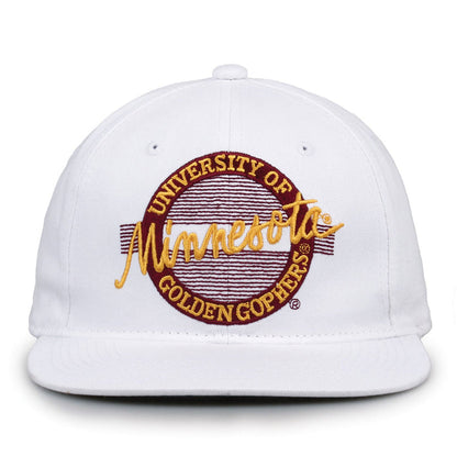 Minnesota Golden Gophers Retro Circle Snapback - White, front view