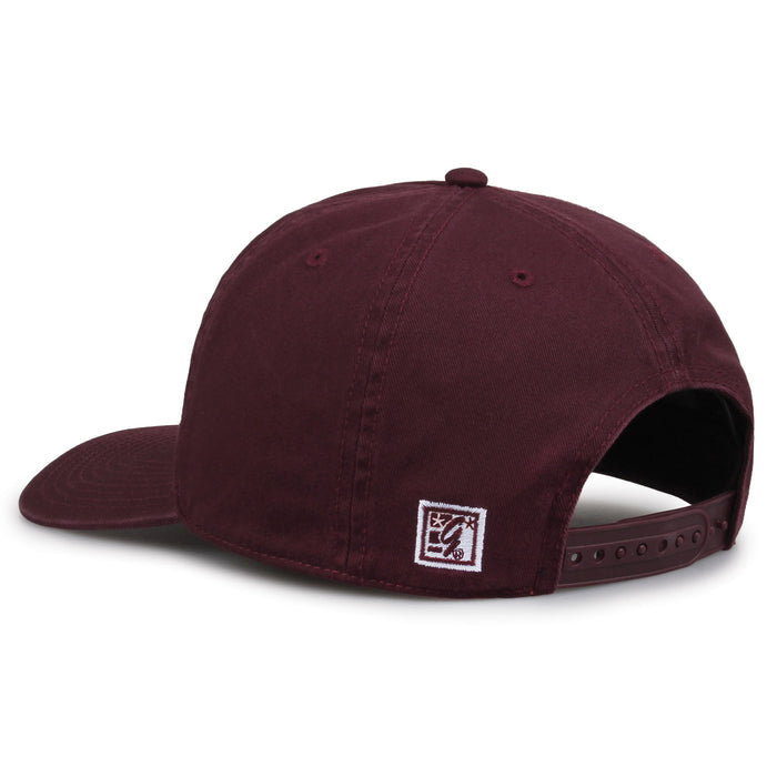 Mississippi State Bulldogs Original Heritage Bar Snapback in dark maroon, rear view showing adjustable snapback closure