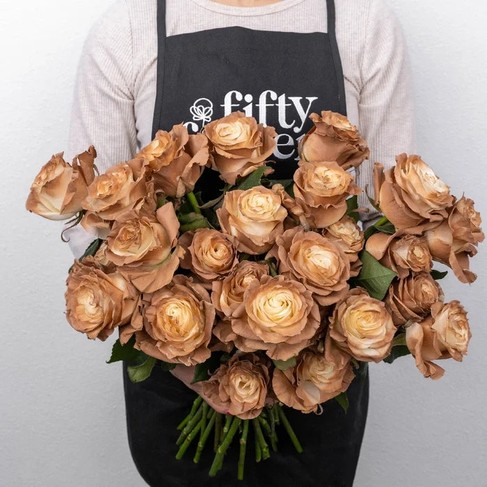 Mocha Brown Tinted Roses Apron - Image