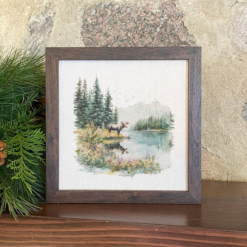 Moose Lake Scene - Spring Framed Sign