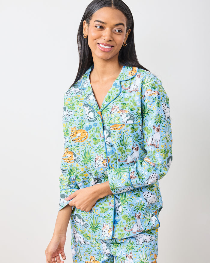 Must Love Cats - Petite Long PJ Set - Cornflower - Printfresh