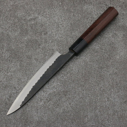 Nao Yamamoto Blue Steel Kurouchi Petty-Utility 135mm Shitan & Black Pakkawood Handle - Seisuke Knife