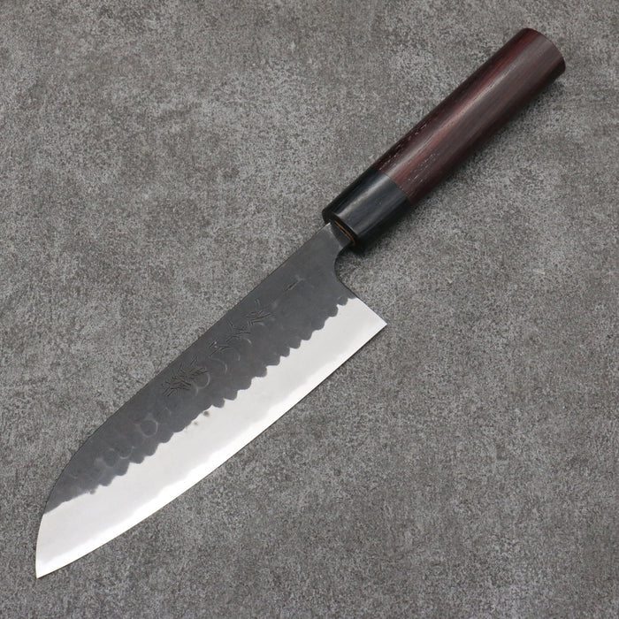 Nao Yamamoto Blue Steel Kurouchi Santoku170mm Shitan & Black Pakkawood Handle - Seisuke Knife