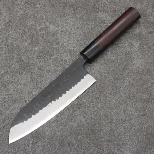 Nao Yamamoto Blue Steel Kurouchi Santoku170mm Shitan & Black Pakkawood Handle - Seisuke Knife